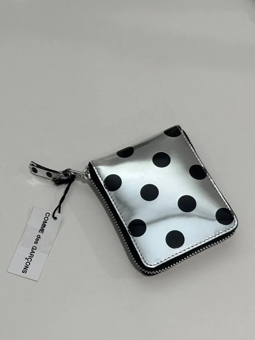 RARE Comme des Garçons Medium Classic Wallet Optical Group Dot Silver